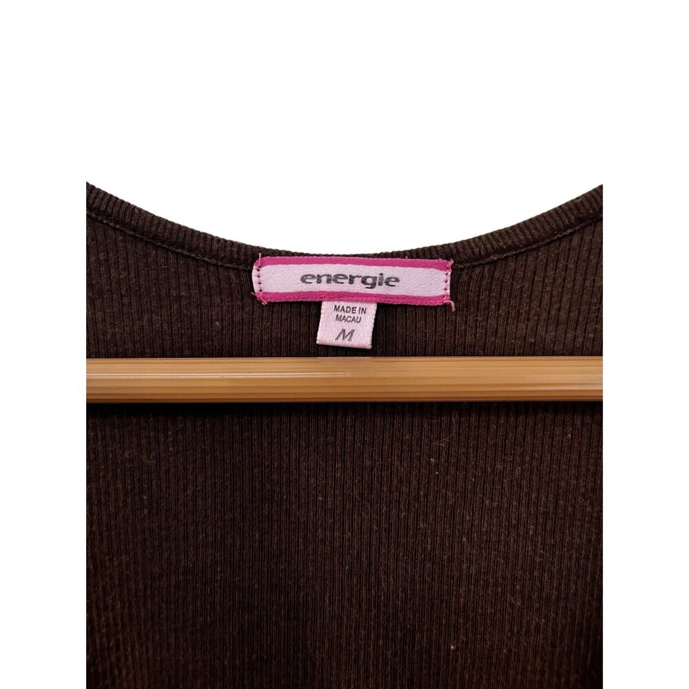 Vintage Energie Women's Boho Y2K Brown Ribbed Tank Top W/ Beaded Embellishment M - Picture 4 of 9